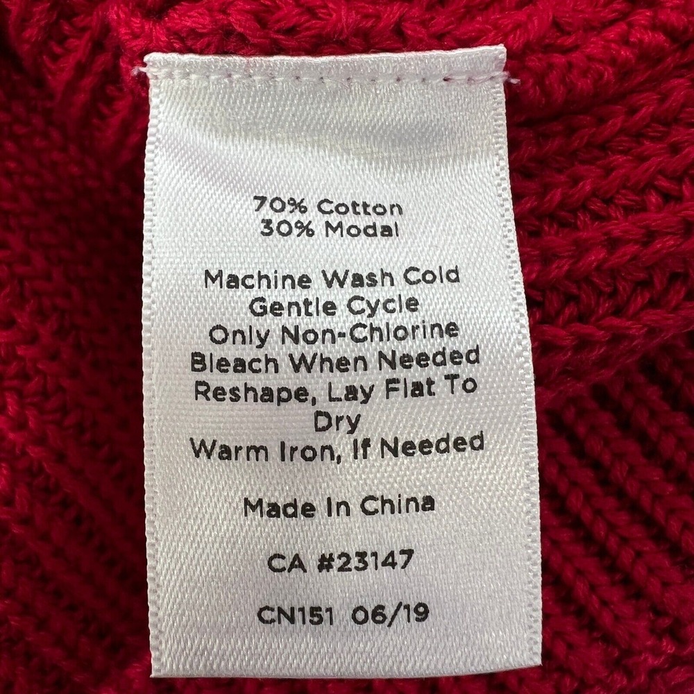 Talbots Red Cotton Blend Ribbed Knit Sweater Medium Cowl Neck Knit Pullover‎ Top - Picture 4 of 12